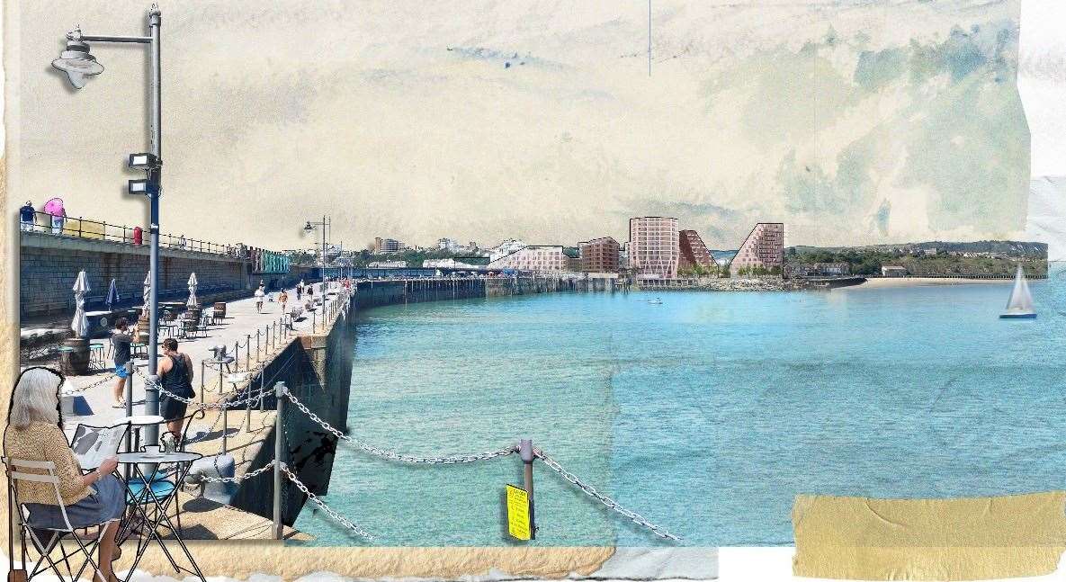 The view of the proposed new development from the end of the Harbour Arm. Picture: FHDSC