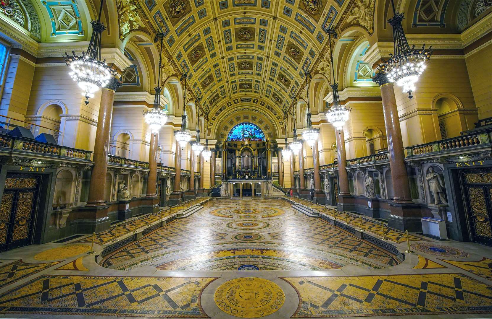 The rarely seen handcrafted Victorian mosaic of more than 30,000 Minton tiles was laid in 1852 (Peter Byrne/PA)