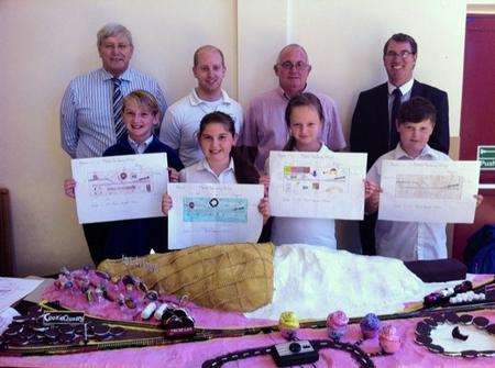 The winning team from Lower Halstow primary with (l-r) Cllr Keith Ferrin, teacher Simon Krafft, former head teacher Ian Walton and Cllr Mike Whiting