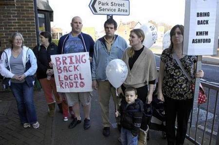 Protesters outside kmfm offices in Ashford