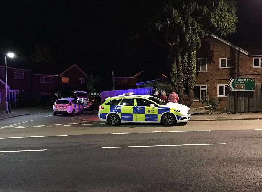 The car crashed through a wall on Hadlow Road. Picture: @Kent999s
