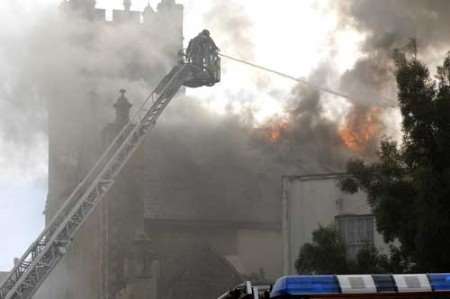 The blaze is thought to have started in the roof of the building. Picture: TERRY SCOTT