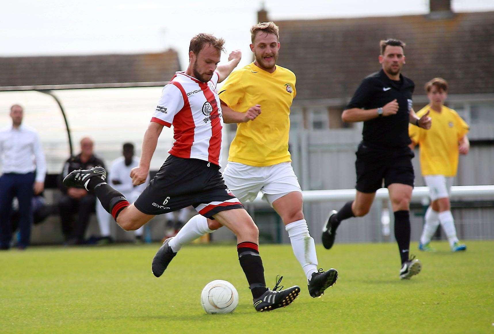 George Batten in action during his time playing for Sheppey United – now chairman and co-manager of K Sports Picture: Phil Lee