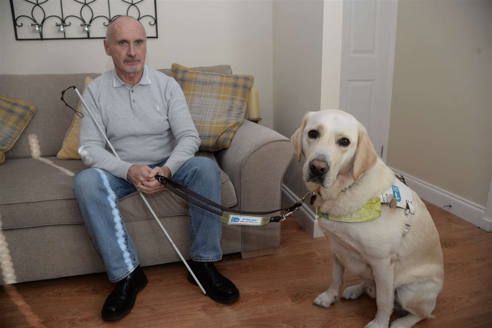 Rob Daniels and his guide dog Bob of Elizabeth Court, Twydall. Picture: Chris Davey