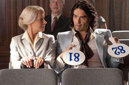 Helen Mirren as Hobson and Russell Brand as Arthur in Arthur