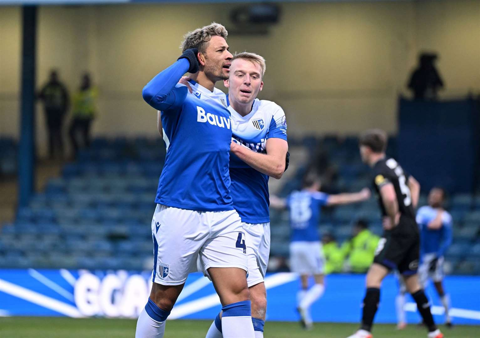 Macauley Bonney put the Gills ahead on 26 minutes at Priestfield Picture : Keith Gillard