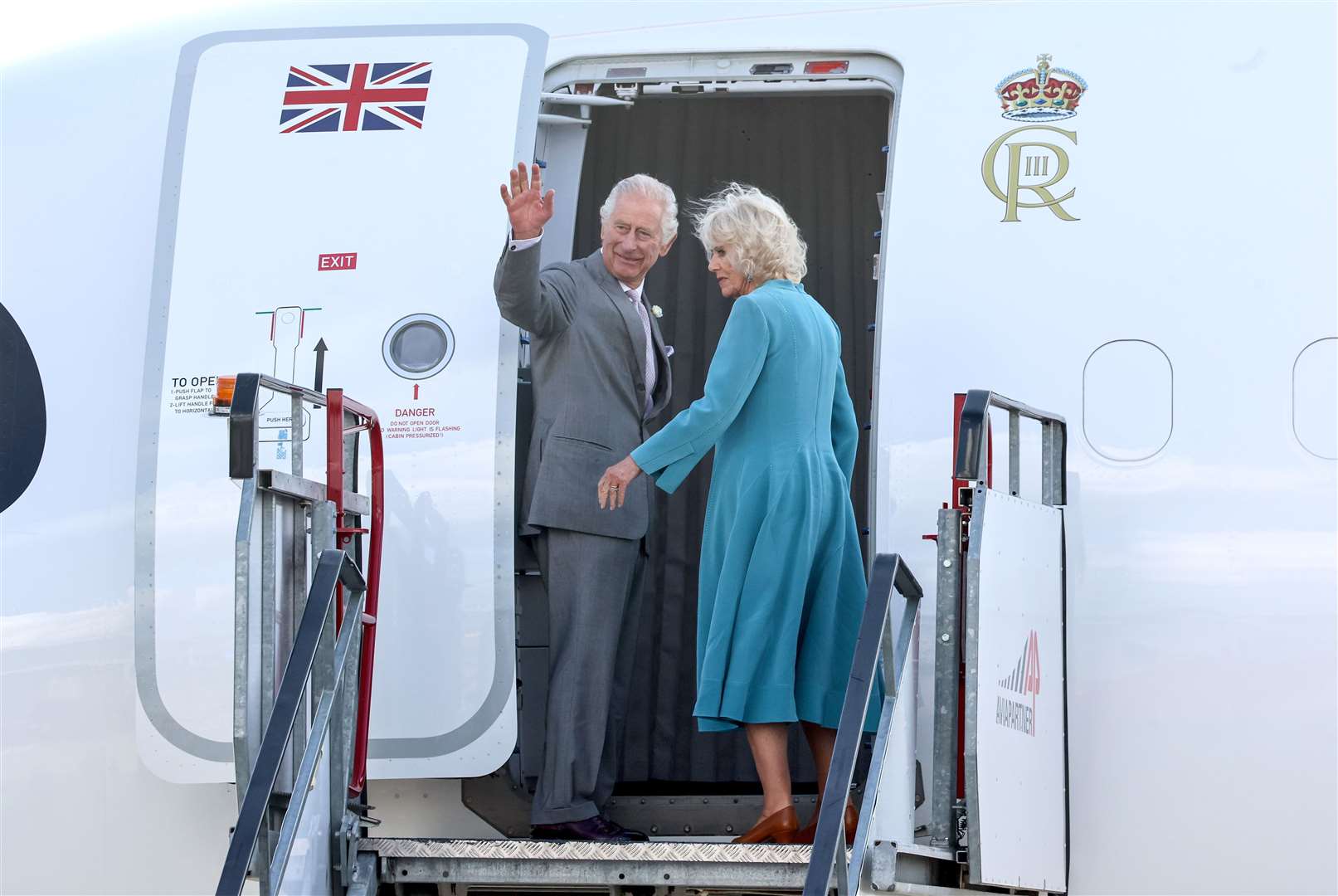 Charles and Camilla depart Bordeaux-Merignac Airport on day three of the state visit (Chris Jackson/PA)