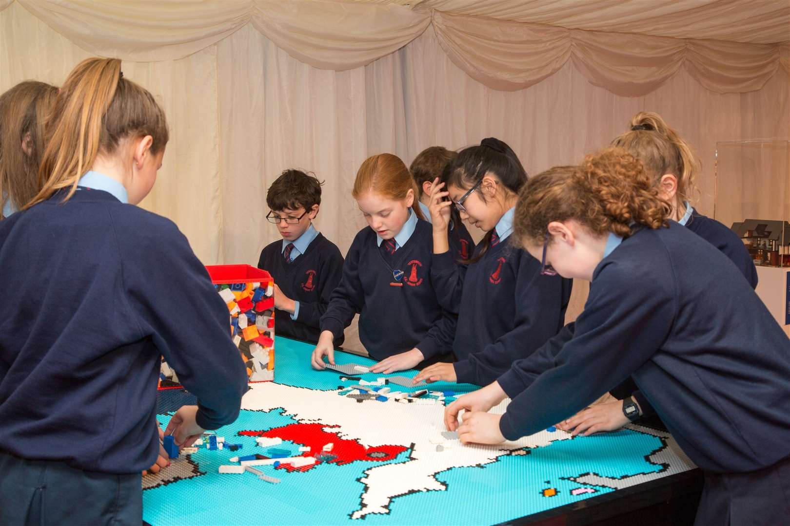 Pupils from Tenterden Junior School enjoying playing with Lego at K&ESR