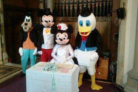 Julie Webb Flint and her husband Jason dressed as Minnie and Mickey Mouse when they celebrated their wedding anniversary at St Mary’s Church, Greenhithe