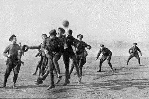 Action from one of the 1914 Christmas Day truce football matches between England and German soldiers during the First World War (5324702)