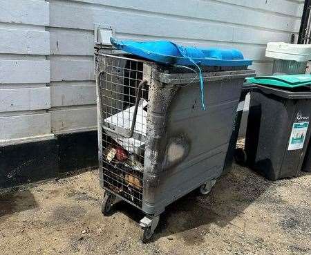 A wheelie bin was deliberately set on fire in The Bay, Herne Bay. Picture: Mehmet Dari