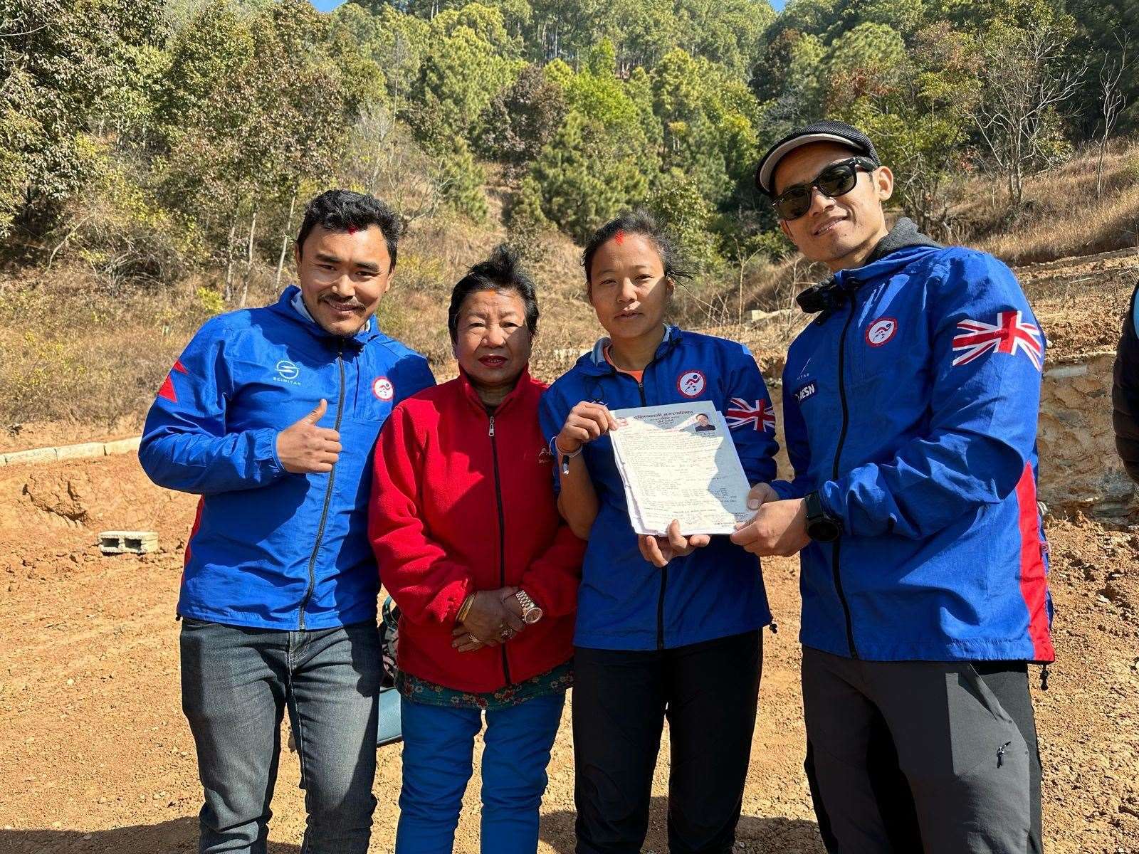 Project manager Tenzi Sherpa with Bhakta Maya Rai, Mira Rai and Santosh Rail. Picture: Ruden Bhutia