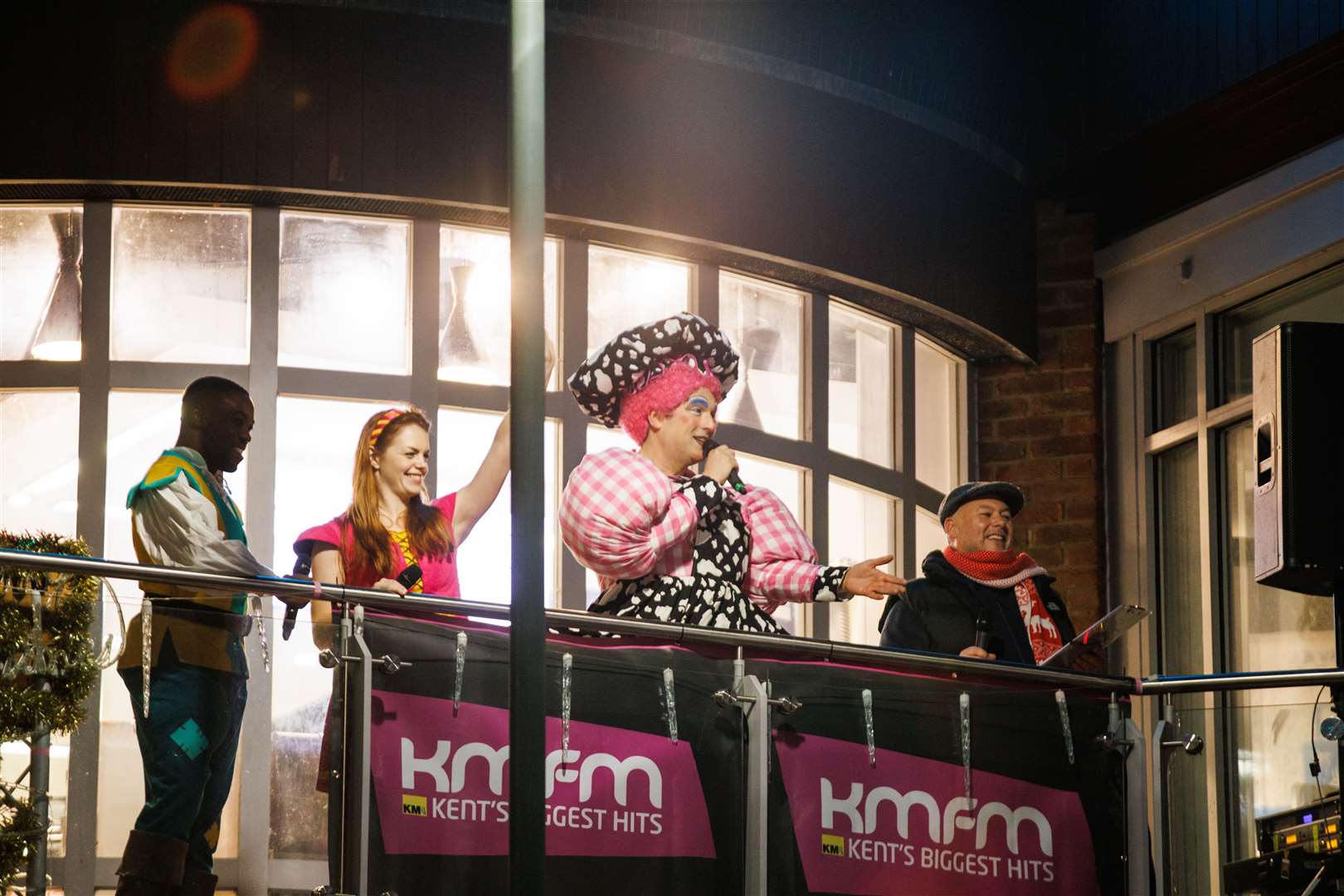 Stars of the Marlowe's pantomime Jack and the Beanstalk took part in the festive event. Picture: Canterbury BID/Matt Wilson