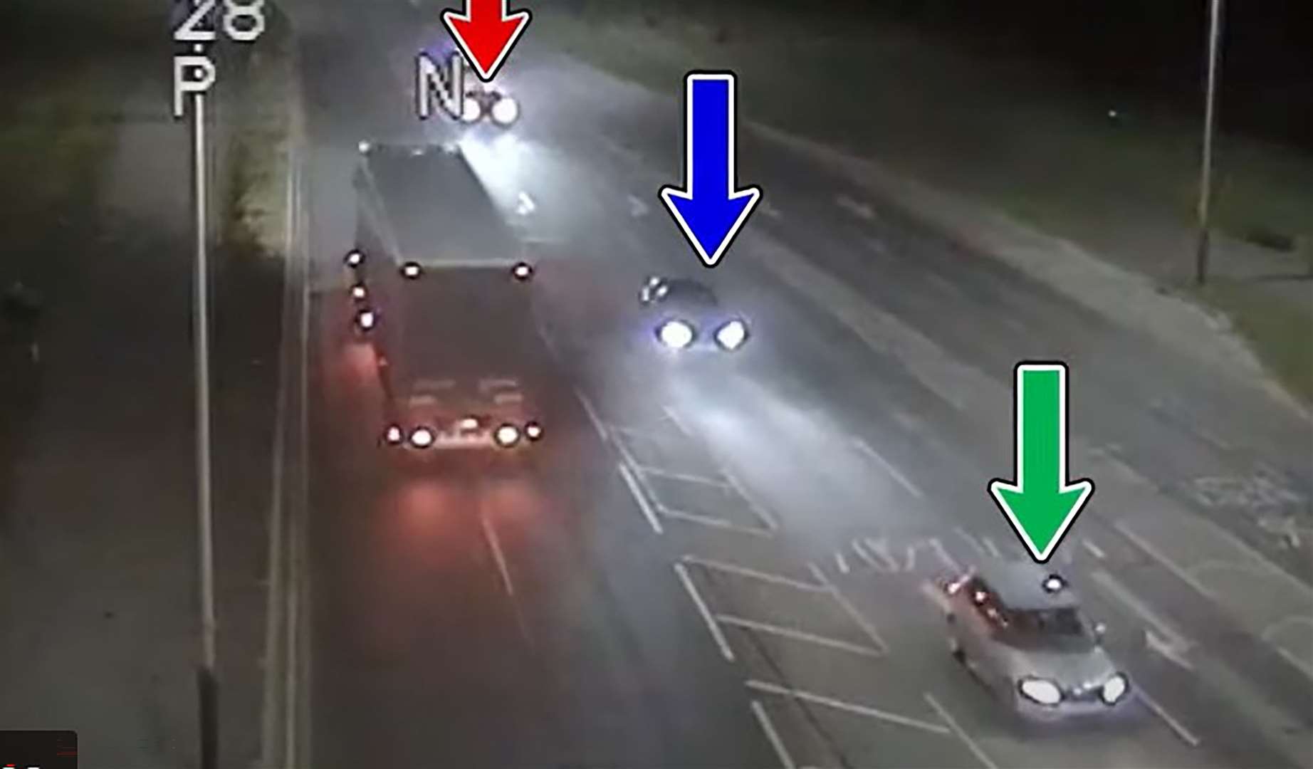 CCTV showed two cars following a vehicle driven by Mohammed Hashim Ijazuddin and Saqib Hussain as a passenger before they were rammed off the road and killed (Leicestershire Police/PA)