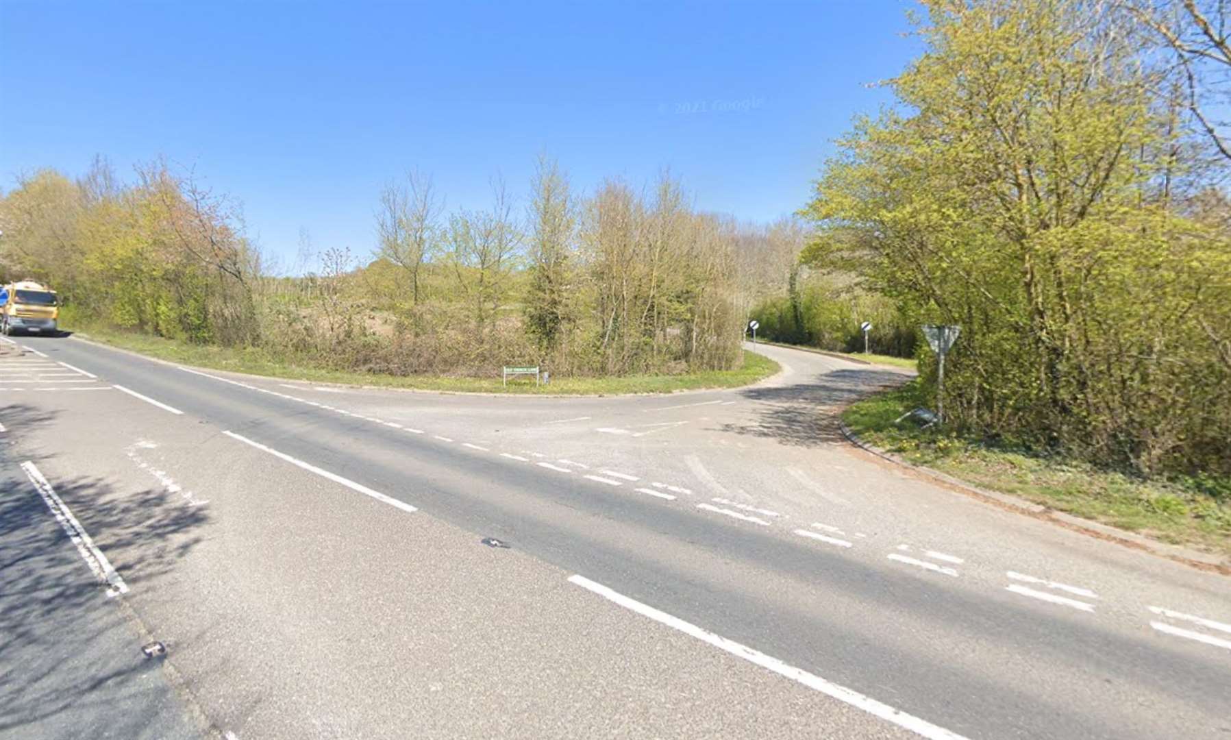 The accident happened at the junction of Old Church Lane and Seven Mile Lane, East Peckham. Picture: Google