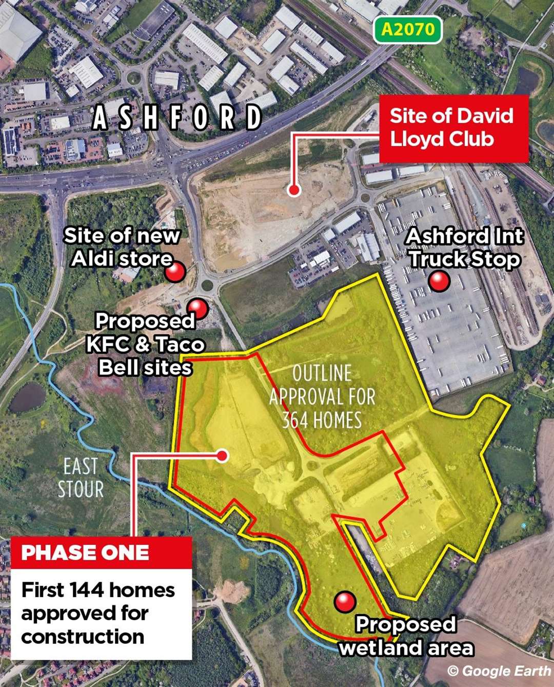 Aldi is one of many developments planned for the Waterbrook Park estate in Sevington, Ashford. Picture: KMG