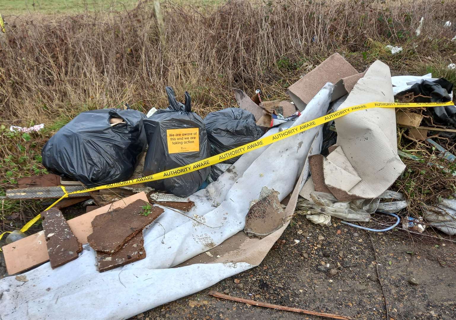 The flytip in Cheesman's Green Lane. Photo: Ashford Borough Council