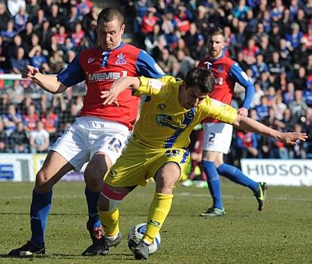 Andy Frampton gets stuck in after coming off the bench