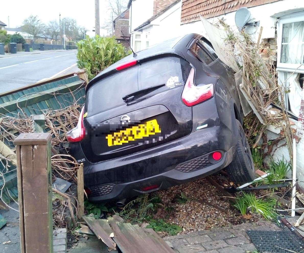 A car went into the front of a house in Wheeler Street, Headcorn, earlier in January