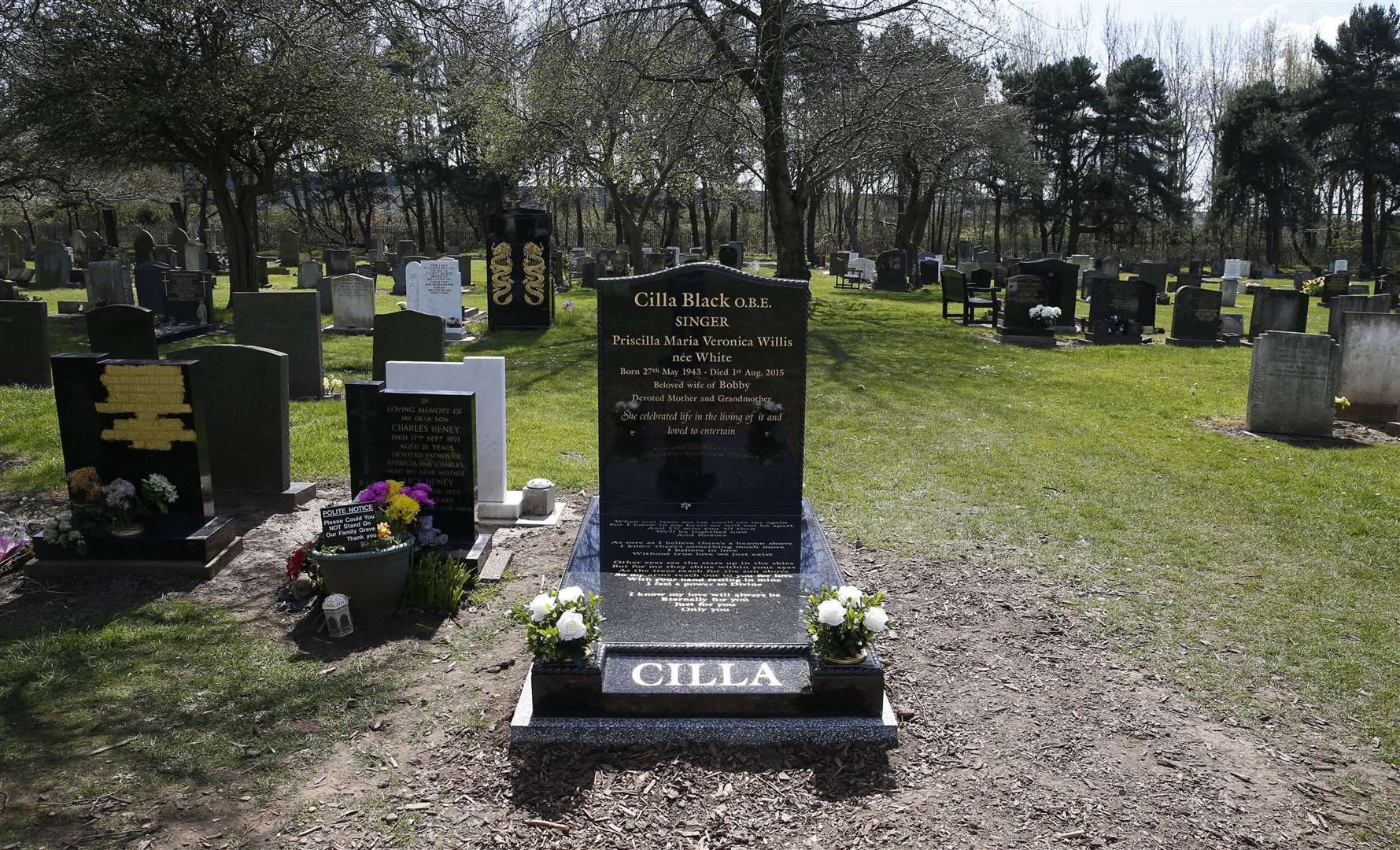 Cilla Black’s grave (Peter Byrne/PA)