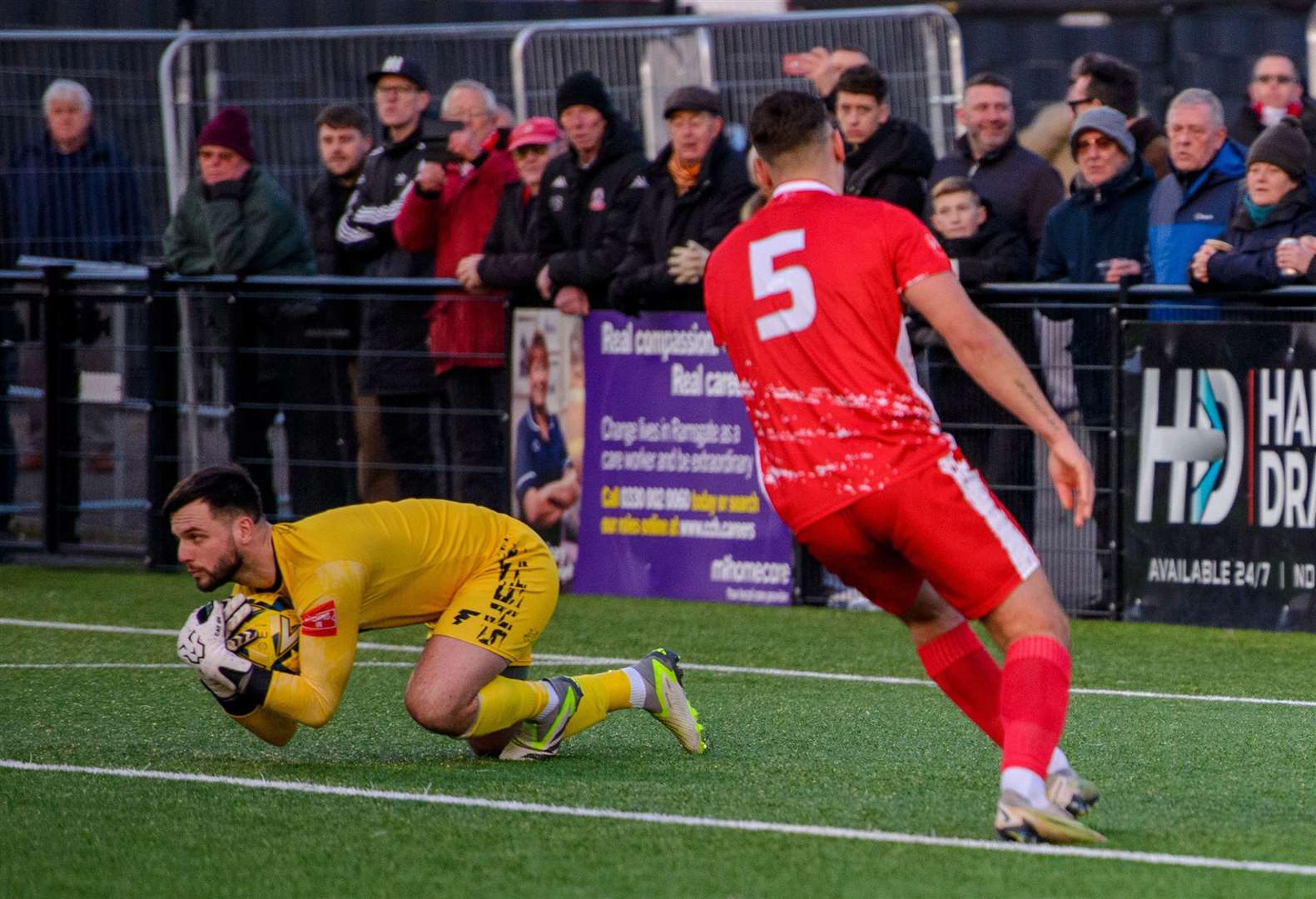 Keeper Aiden Prall gathers the ball for Sheppey United on his way to a clean sheet at Ramsgate Picture: Stuart Watson