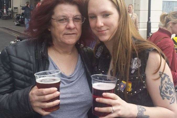 Biker chick Sue Cairns with daughter Laura