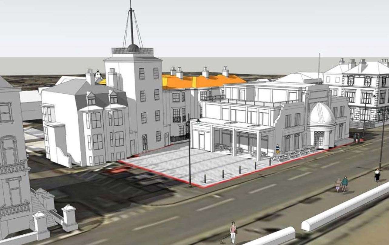 Bosses say the beachfront facade at The Regent in Deal will be replicated under the new scheme. Picture: Clague Architects