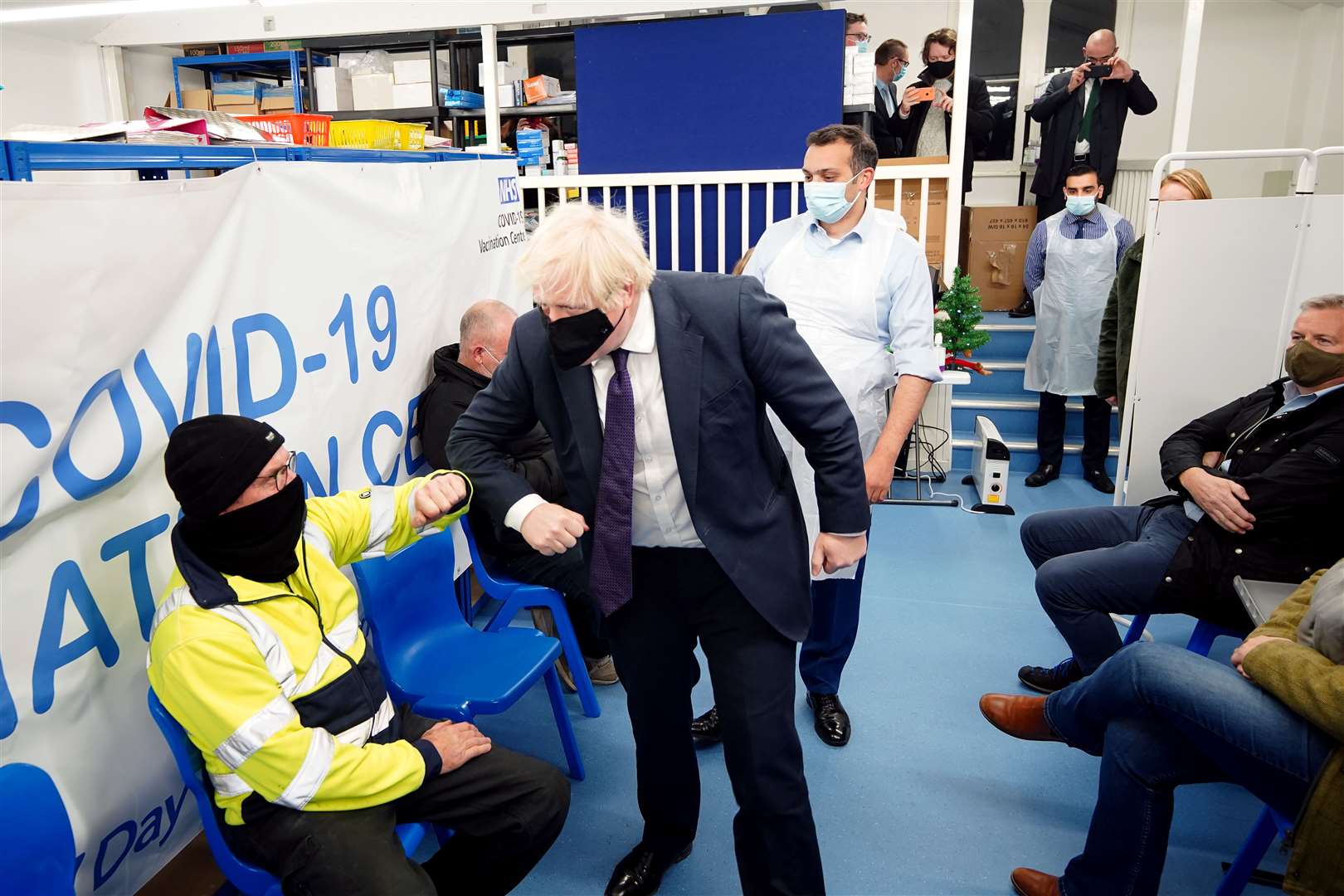 Losing North Shropshire would be another major blow to Boris Johnson, who campaigned in the constituency, meeting people waiting to receive their Covid-19 booster vaccine (Peter Byrne/PA Wire)