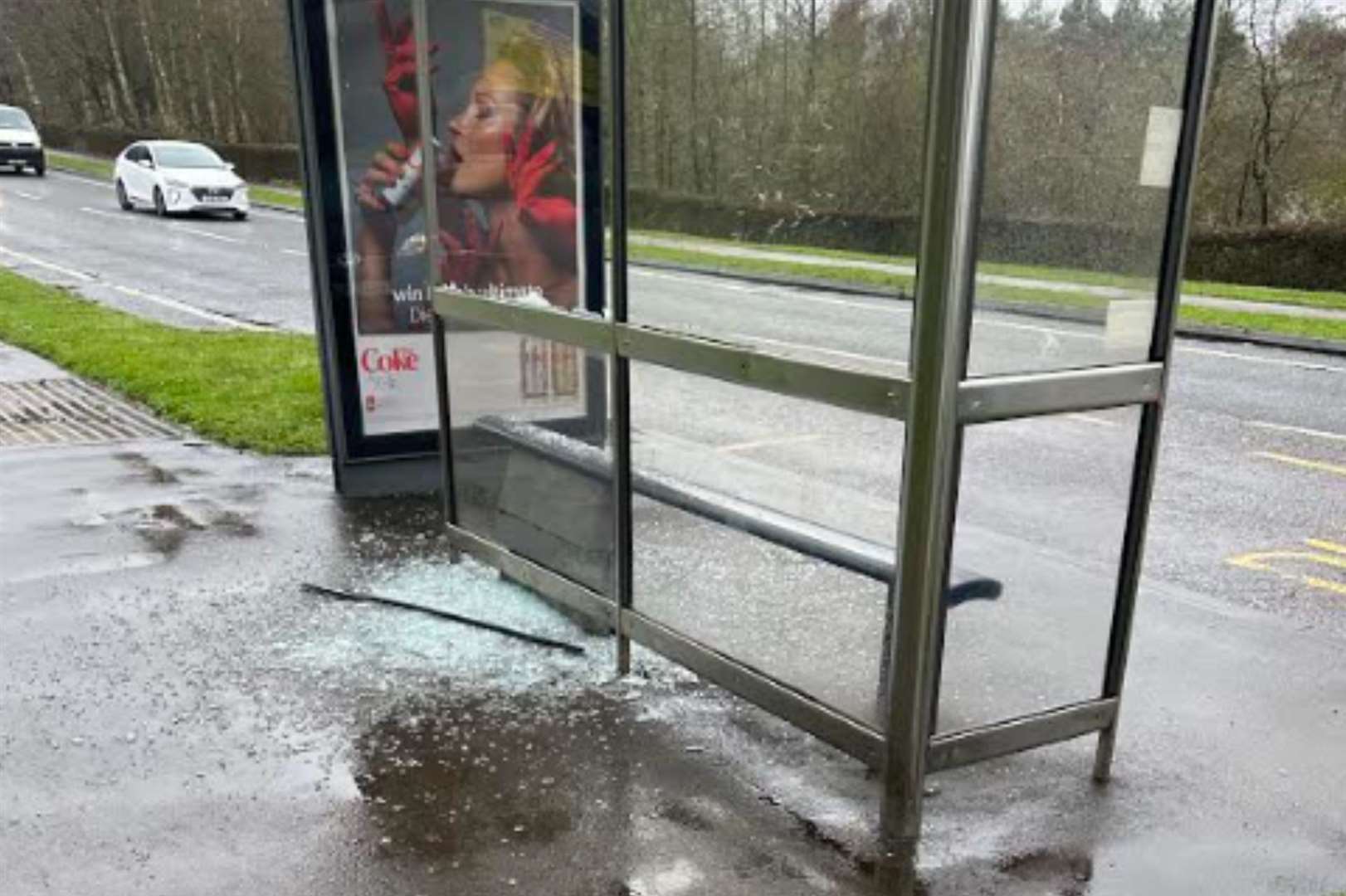 Three bus shelters were vandalised in Kennington, Ashford. Picture: Lucy New