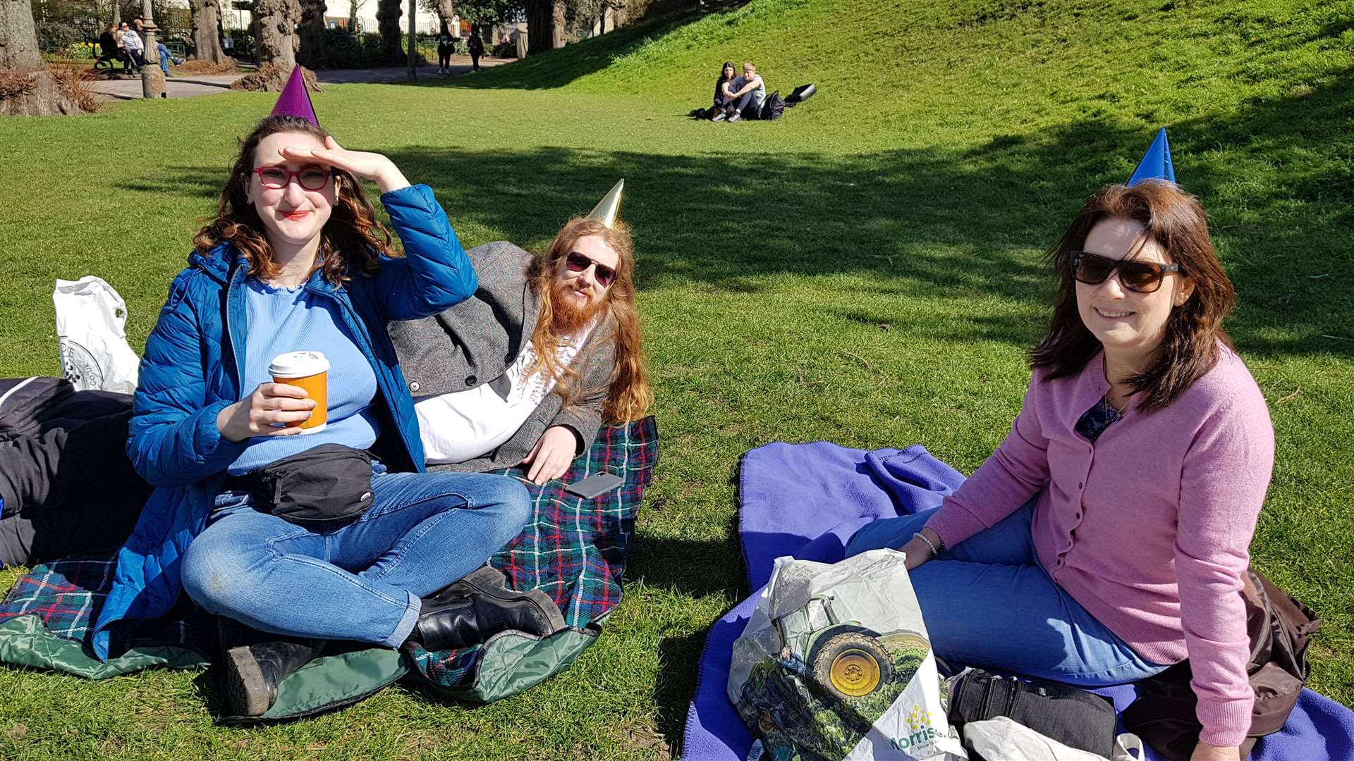 Edward Andrews, Katie Grant and Helen Andrews were able to celebrate Edward's 35th birthday in Canterbury on Monday