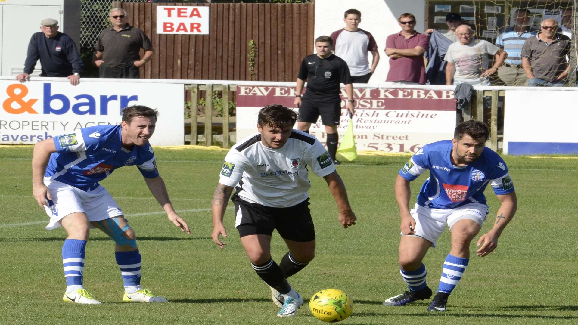 Action from Faversham's FA Cup win over Tonbridge on Saturday. Picture: Chris Davey