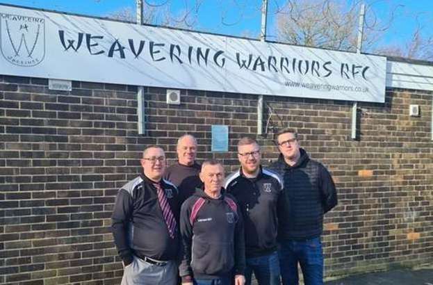 Club members stand outside the clubhouse. L-R Michael Heydon, Neil Cole, Mark Margerum, Dan Mason and Shaun Shoebridge