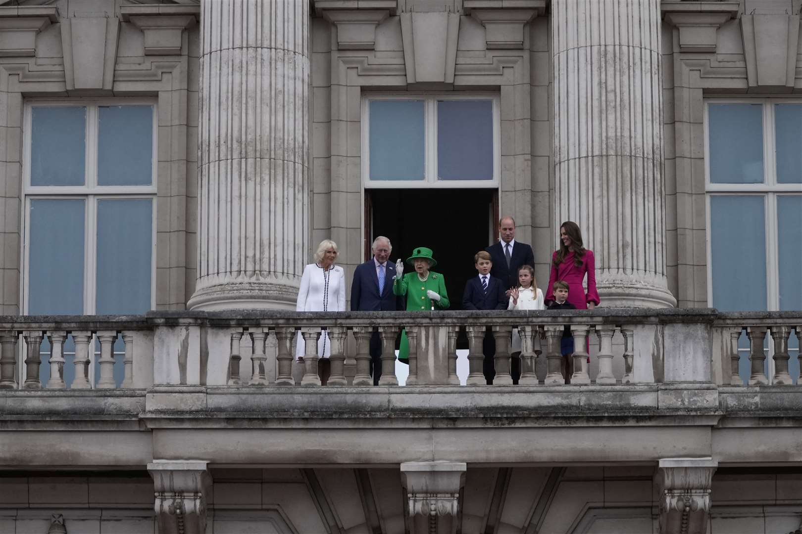 The royal balcony scene of Buckingham Palace during the Queen’s Platinum Jubilee celebrations (Frank Augustein/PA)