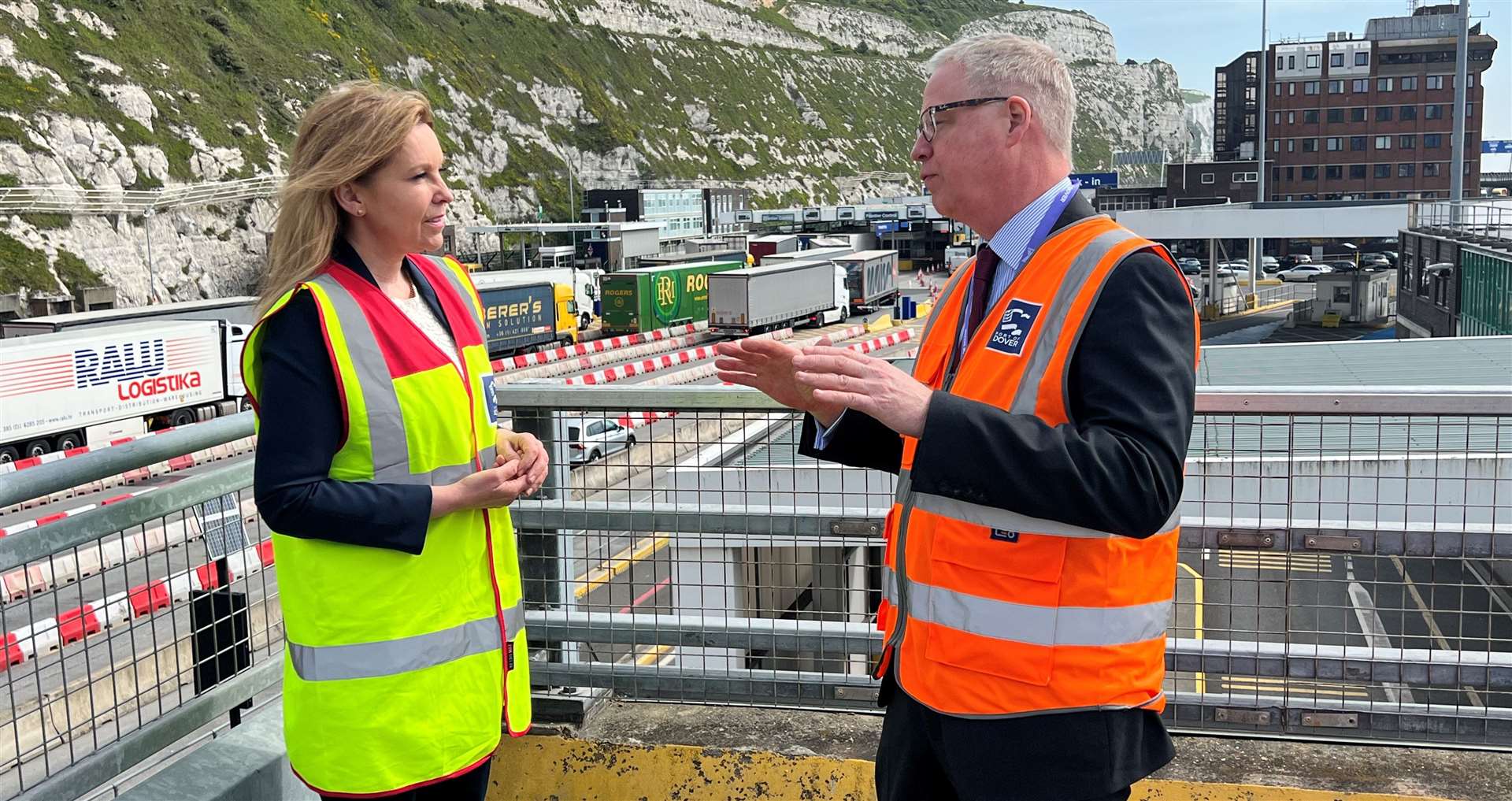 Natalie Elphicke MP and Doug Bannister at the Port of Dover