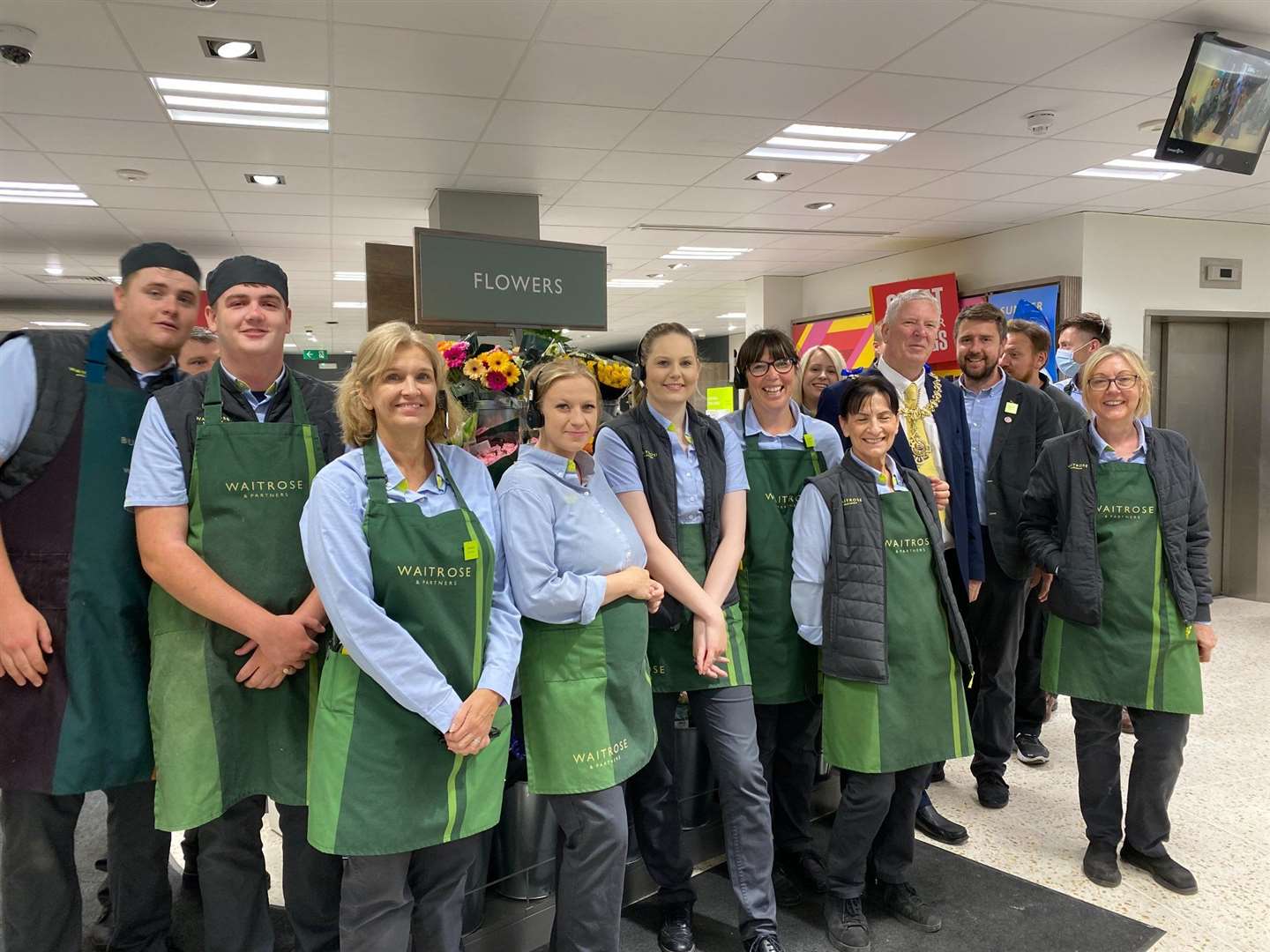 Mayor Cllr John Crawford opens the new section of Waitrose in Tenterden. Photo: Sue Ferguson