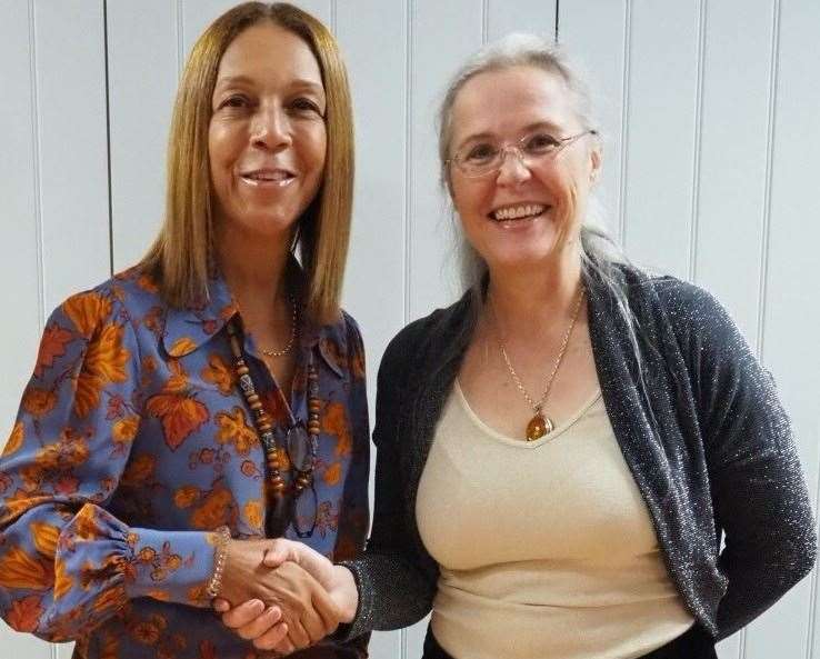 The renovated Frittenden Memorial Hall which has been given a £340,000 makeover and opened by Maidstone and the Weald MP Helen Grant, pictured with Memorial Hall Committee chairman Rosalind Riley. Picture: Frittenden Memorial Hall Committee