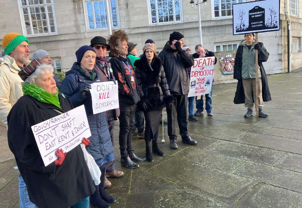 Protesters gather outside County Hall over planned local government changes