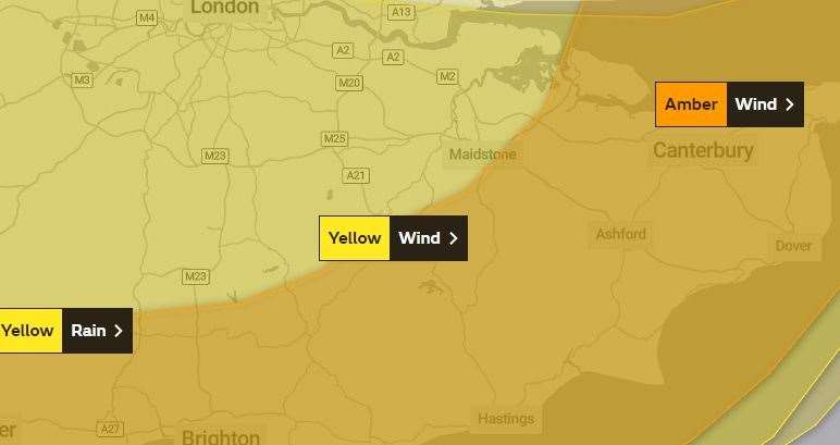 Very strong winds from Storm Ciarán may disrupt travel, utilities, and cause some structural damage from 6am to 5pm on Thursday (November 2). Picture: Met Office