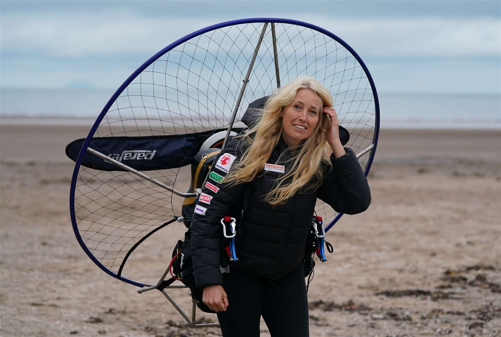 Paramotorist Sacha Dench with her adapted electric paramotor (Andrew Milligan/PA)