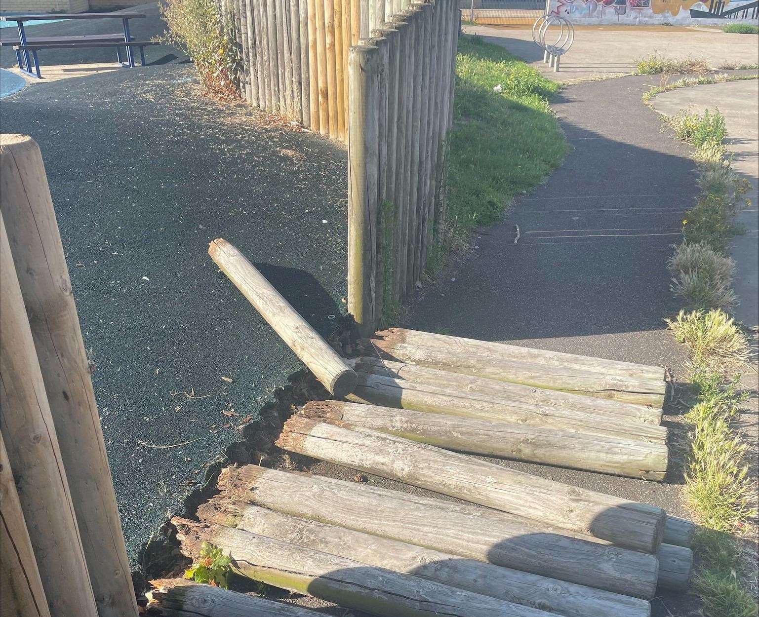 Part of the pool's boundary was ripped off. Picture: Sheppey Leisure Complex