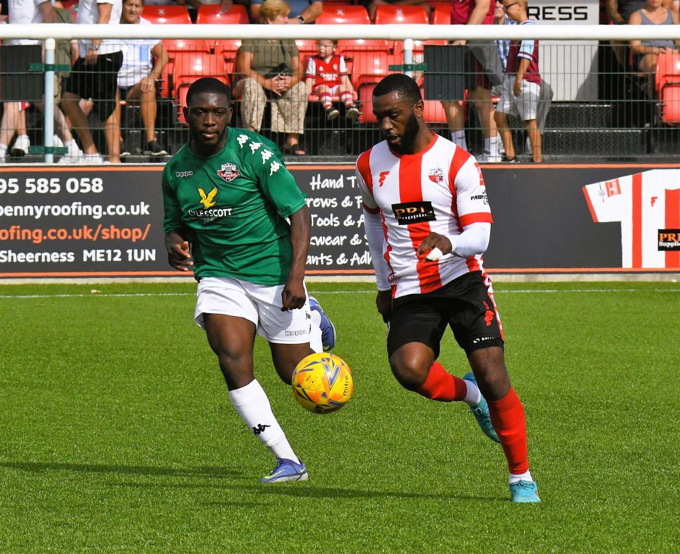 Sheppey striker Warren Mfula scored twice against Lewes Picture: Marc Richards