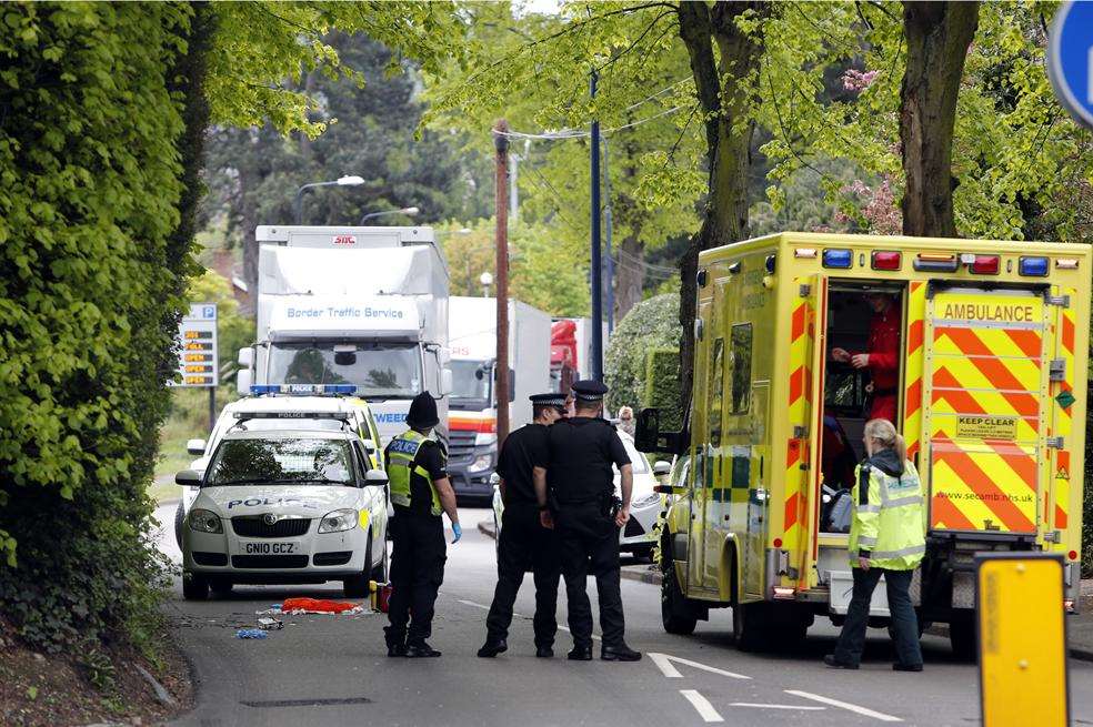 Accident shuts the A249 Sittingbourne Road, Maidstone, after an incident involving a cyclist