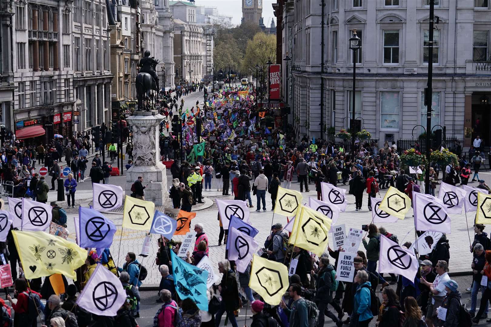 Extinction Rebellion on the last day of the environmental action group’s four days of action (Jordan Pettitt/PA)