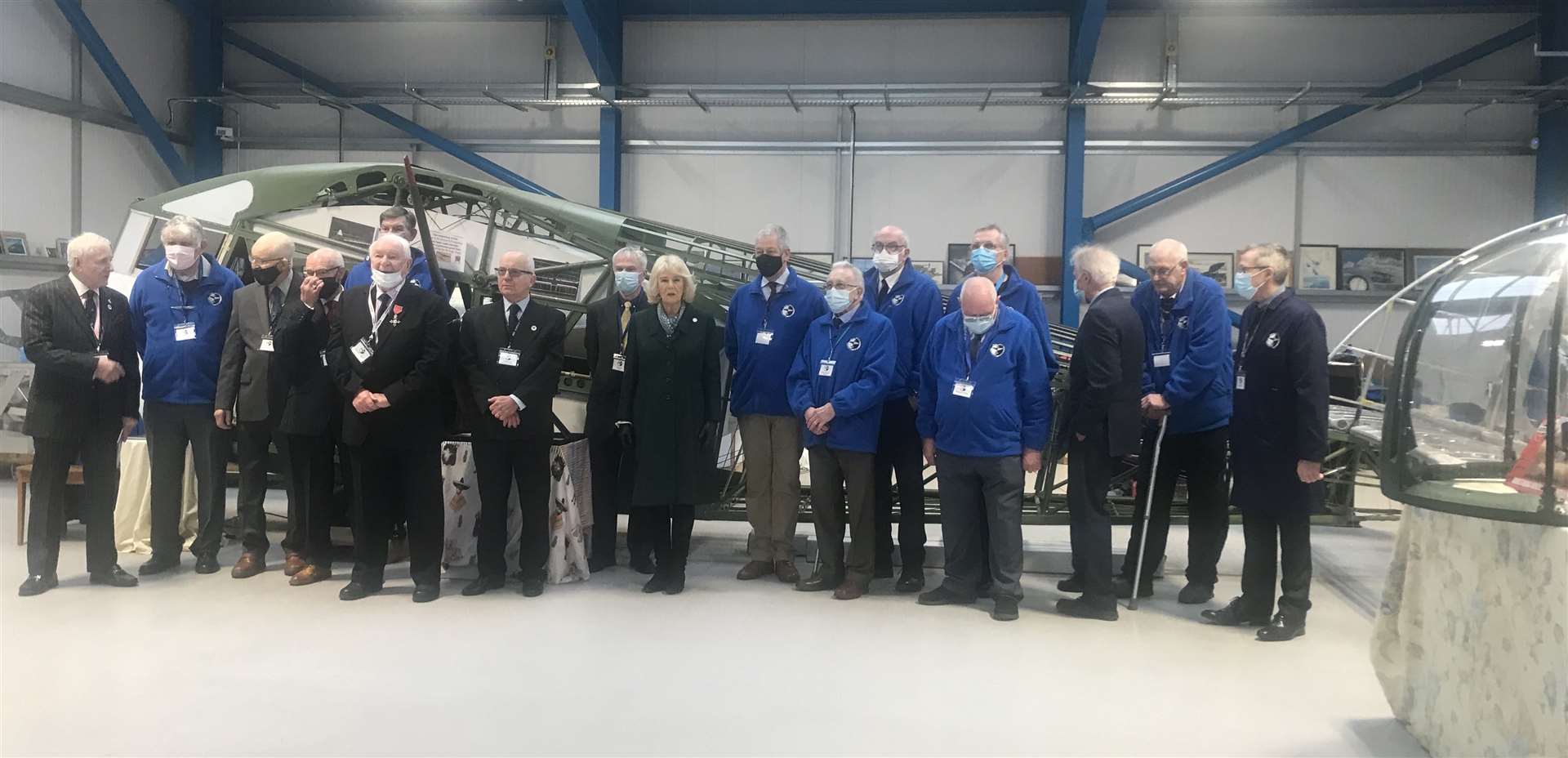 The Duchess of Cornwall with volunteers at the MAPS facility at Rochester Airport