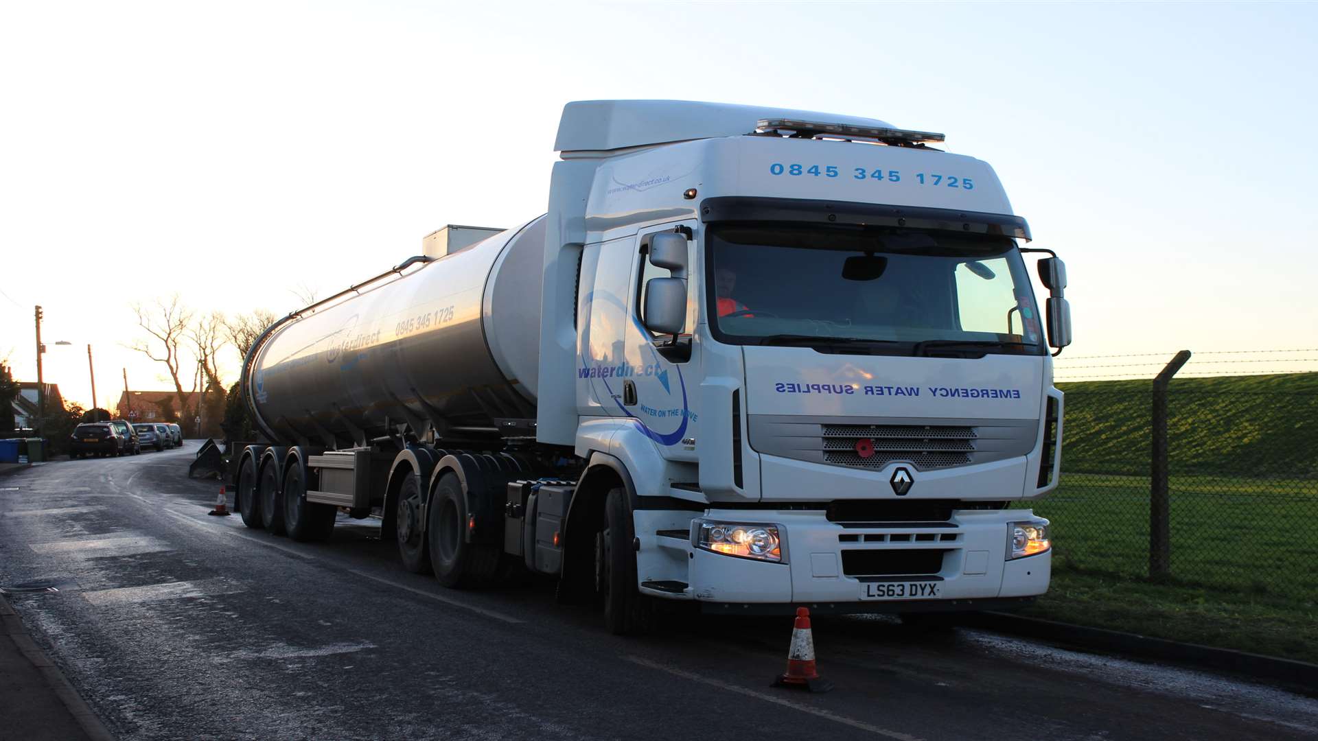 A tanker arrives to replenish water supplies