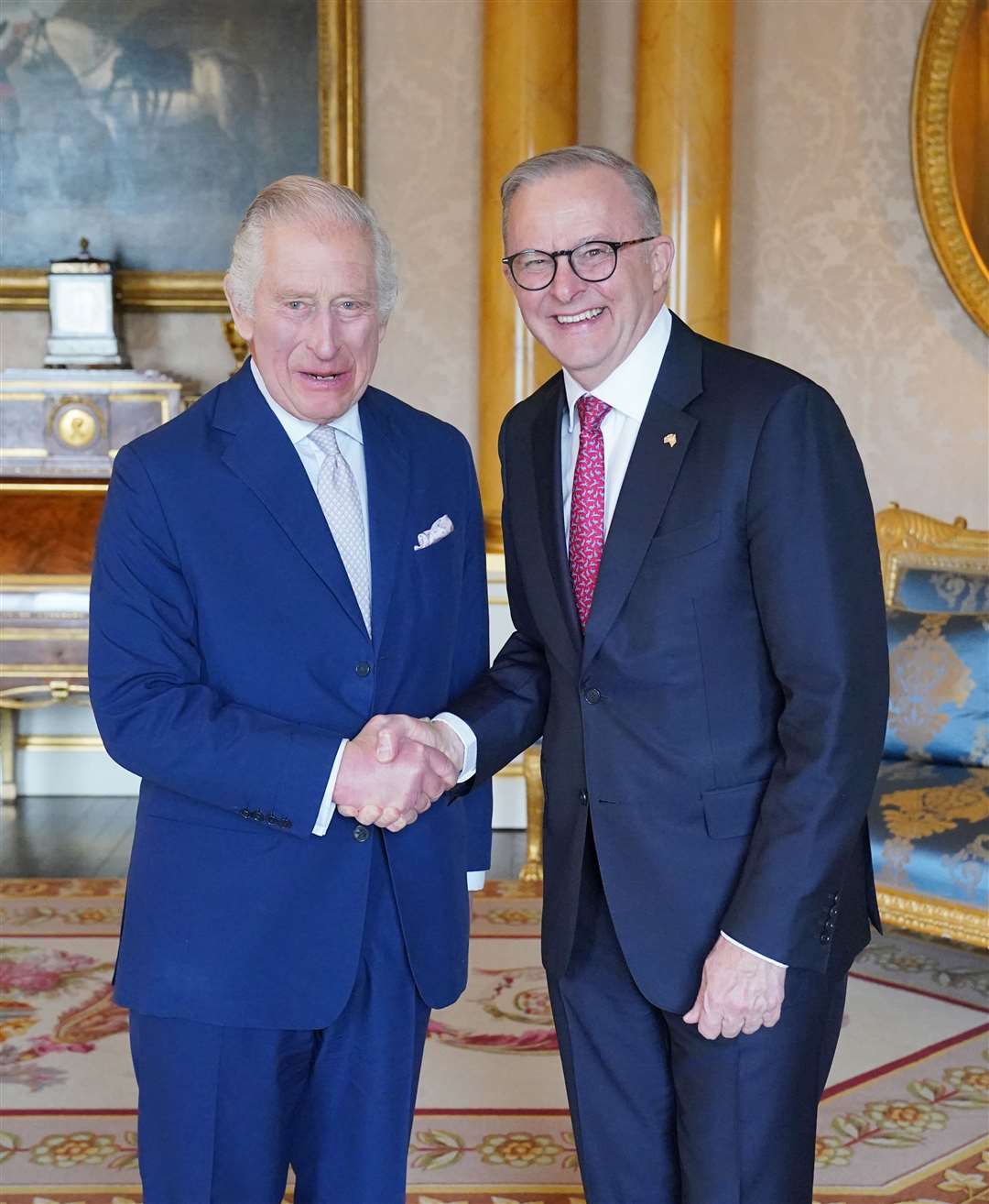 King Charles III receives Australian Prime Minister Anthony Albanese (Jonathan Brady/PA)