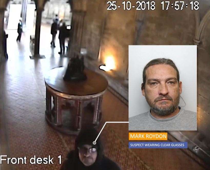 CCTV showing Mark Royden in the hall of Salisbury Cathedral on October 25, 2018 (Wiltshire Police/PA)