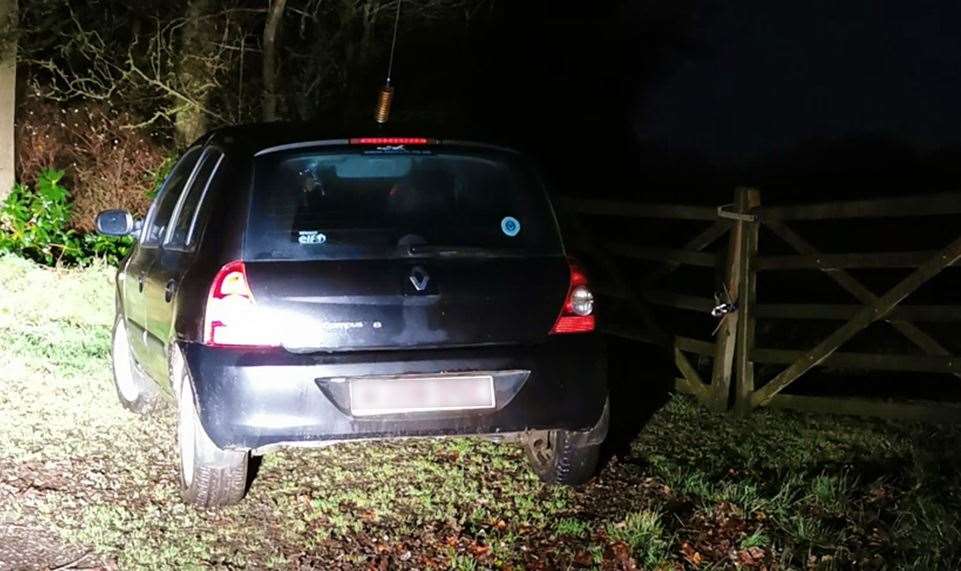 Matthew Mason’s car near the scene at a woodland in Ashley (Cheshire Constabulary/PA)