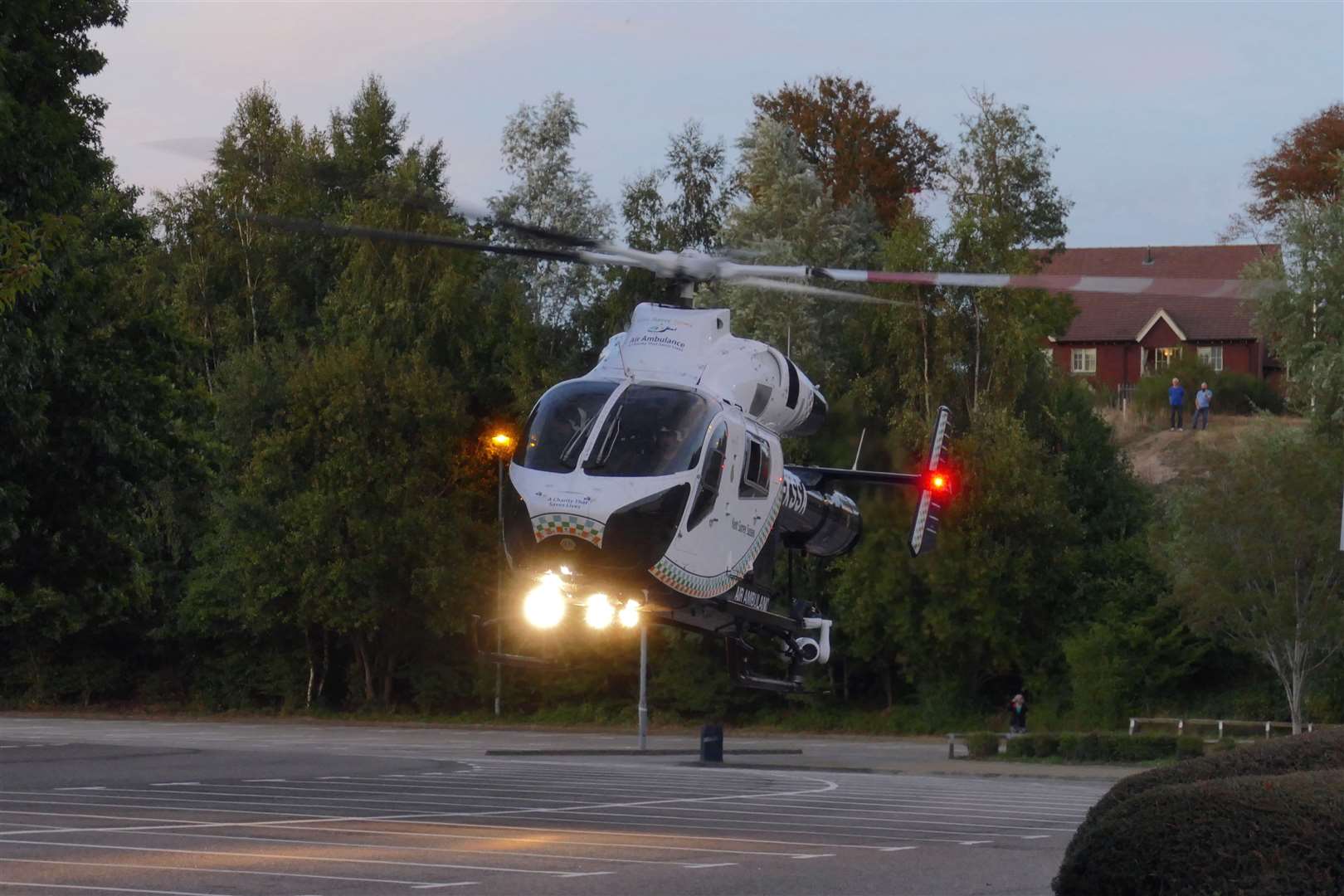 An air ambulance was seen landing at Eureka Park. Picture: Andy Clark