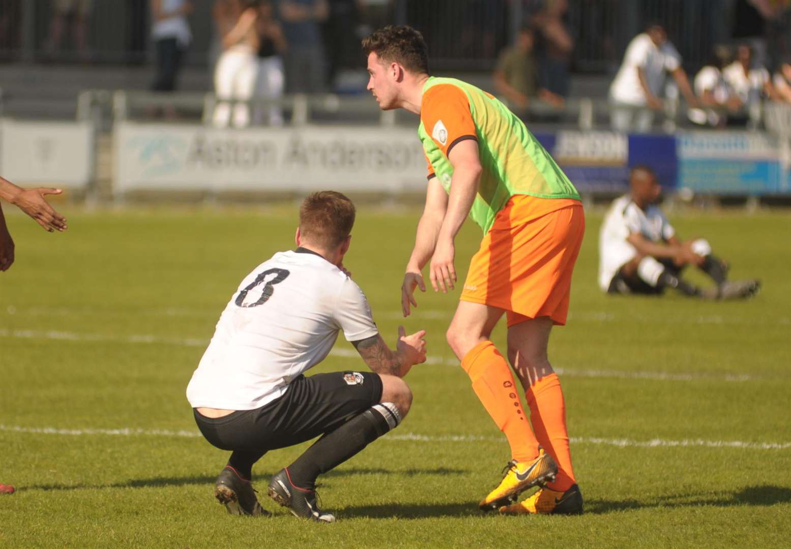 Elliot Bradbrook feels the pain of Dartford's play-off defeat Picture: Steve Crispe